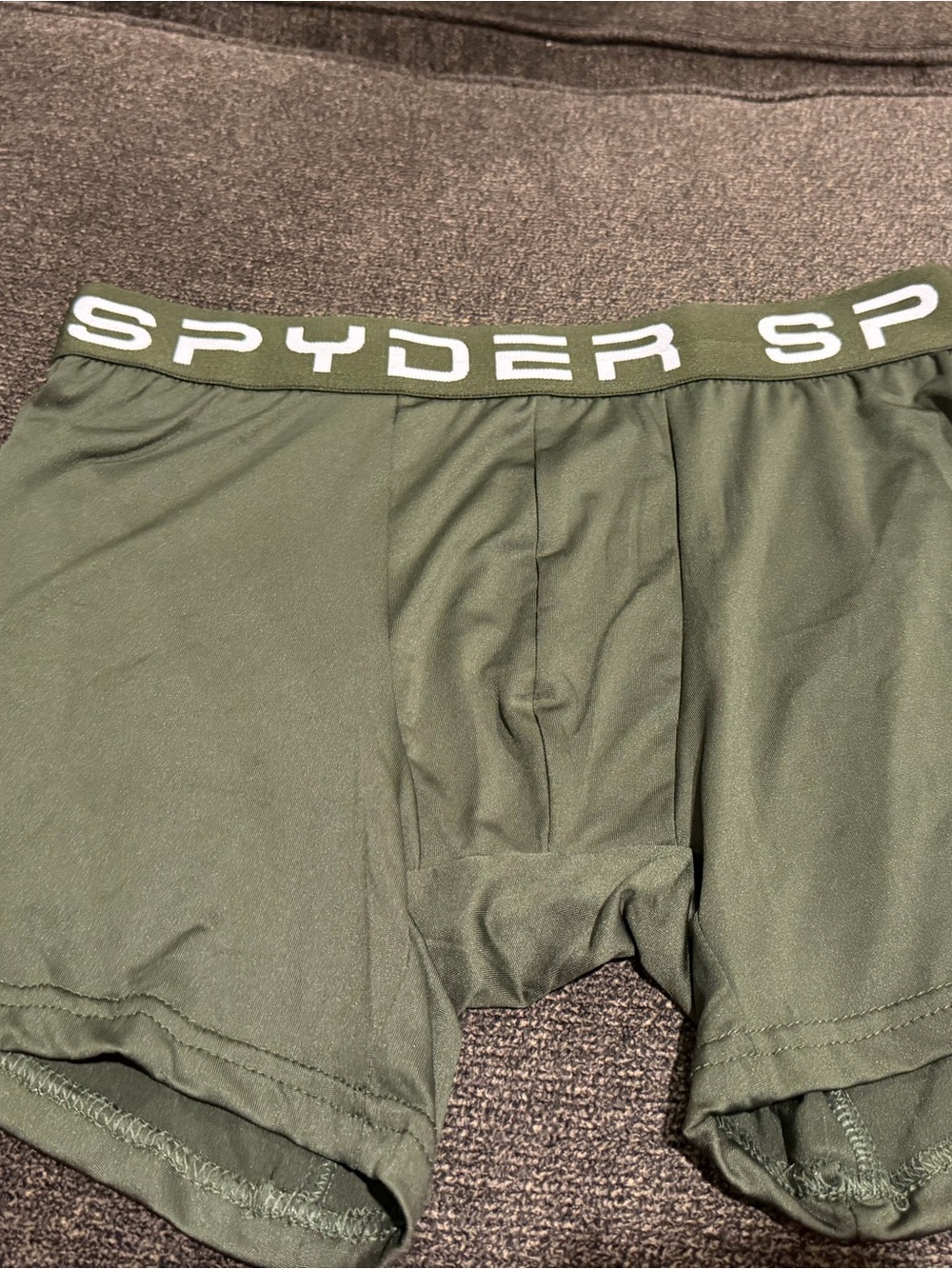 Spyder Olive Green Men's Performance Boxer Briefs with White Logo Waistband